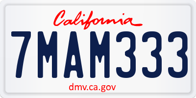CA license plate 7MAM333