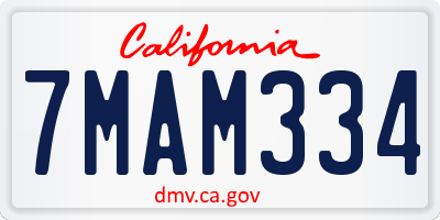 CA license plate 7MAM334