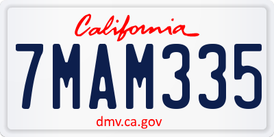 CA license plate 7MAM335