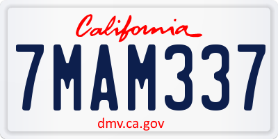 CA license plate 7MAM337