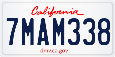 CA license plate 7MAM338