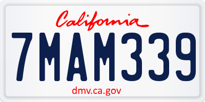 CA license plate 7MAM339