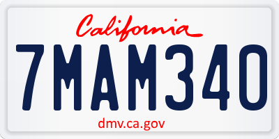 CA license plate 7MAM340