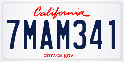 CA license plate 7MAM341