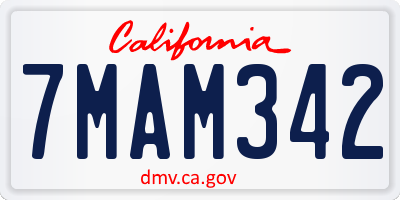 CA license plate 7MAM342