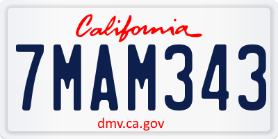 CA license plate 7MAM343