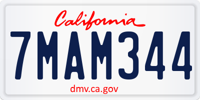 CA license plate 7MAM344
