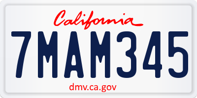 CA license plate 7MAM345