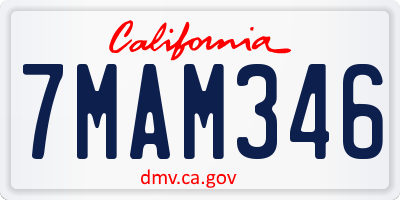 CA license plate 7MAM346