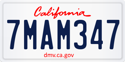 CA license plate 7MAM347