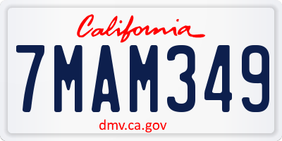 CA license plate 7MAM349