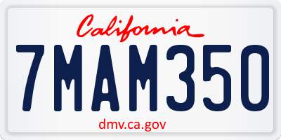 CA license plate 7MAM350