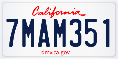 CA license plate 7MAM351