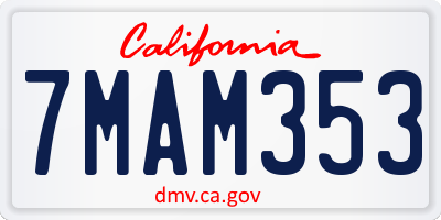 CA license plate 7MAM353