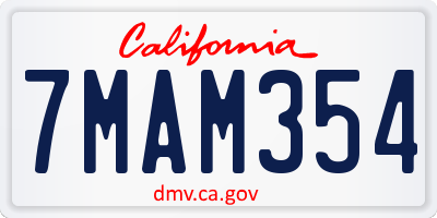 CA license plate 7MAM354