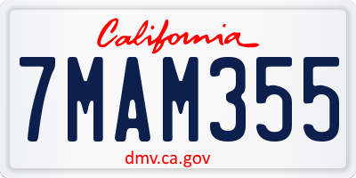 CA license plate 7MAM355