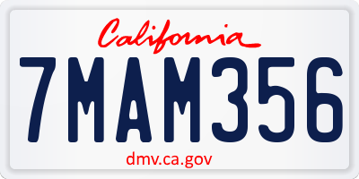 CA license plate 7MAM356