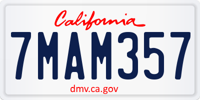 CA license plate 7MAM357