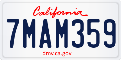CA license plate 7MAM359