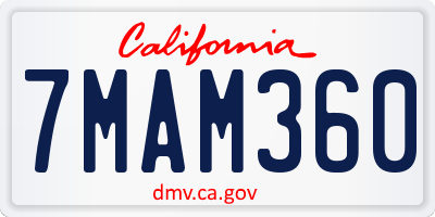 CA license plate 7MAM360