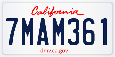 CA license plate 7MAM361