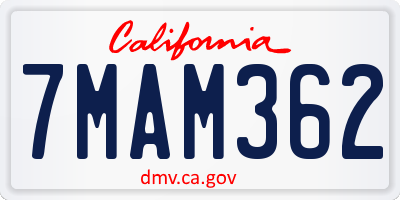 CA license plate 7MAM362
