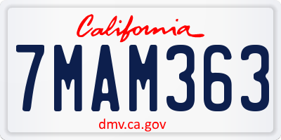 CA license plate 7MAM363