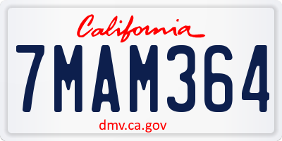 CA license plate 7MAM364