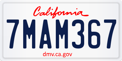 CA license plate 7MAM367