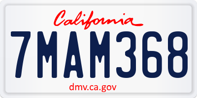 CA license plate 7MAM368