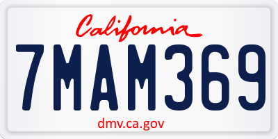 CA license plate 7MAM369