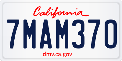 CA license plate 7MAM370