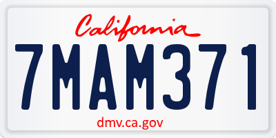 CA license plate 7MAM371