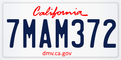 CA license plate 7MAM372