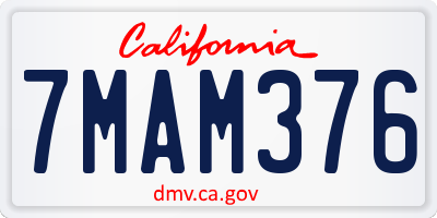 CA license plate 7MAM376