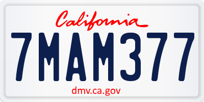 CA license plate 7MAM377