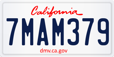 CA license plate 7MAM379
