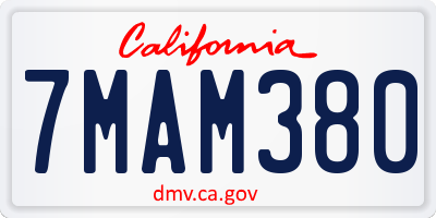 CA license plate 7MAM380