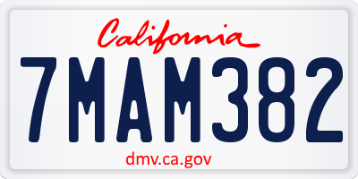 CA license plate 7MAM382