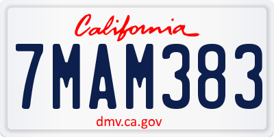 CA license plate 7MAM383
