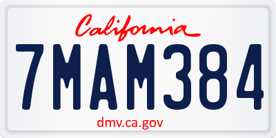 CA license plate 7MAM384