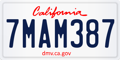 CA license plate 7MAM387