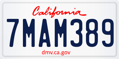 CA license plate 7MAM389