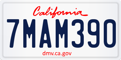 CA license plate 7MAM390