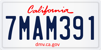 CA license plate 7MAM391