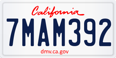 CA license plate 7MAM392