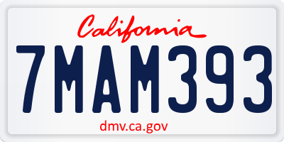 CA license plate 7MAM393