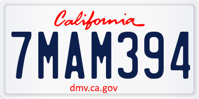 CA license plate 7MAM394