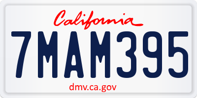 CA license plate 7MAM395