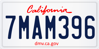 CA license plate 7MAM396